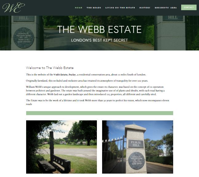 Webb Estate website homepage